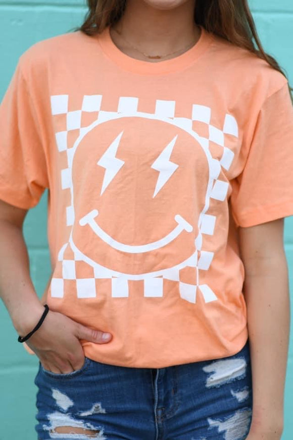 Smiley Checkered Graphic Tee